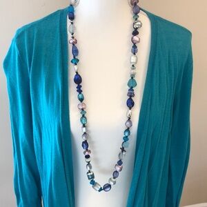 Chico’s Sandy Elegant Blue and Purple Long Beaded Necklace